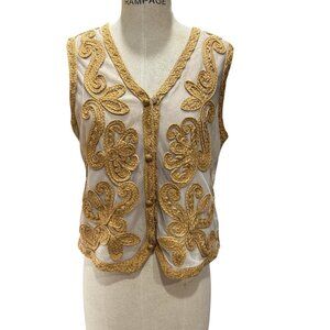 George Simonton Western Jute & Mesh Button-Up Vest | Size 14